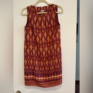 Fossil Burgundy and Orange Patterned Mini Dress